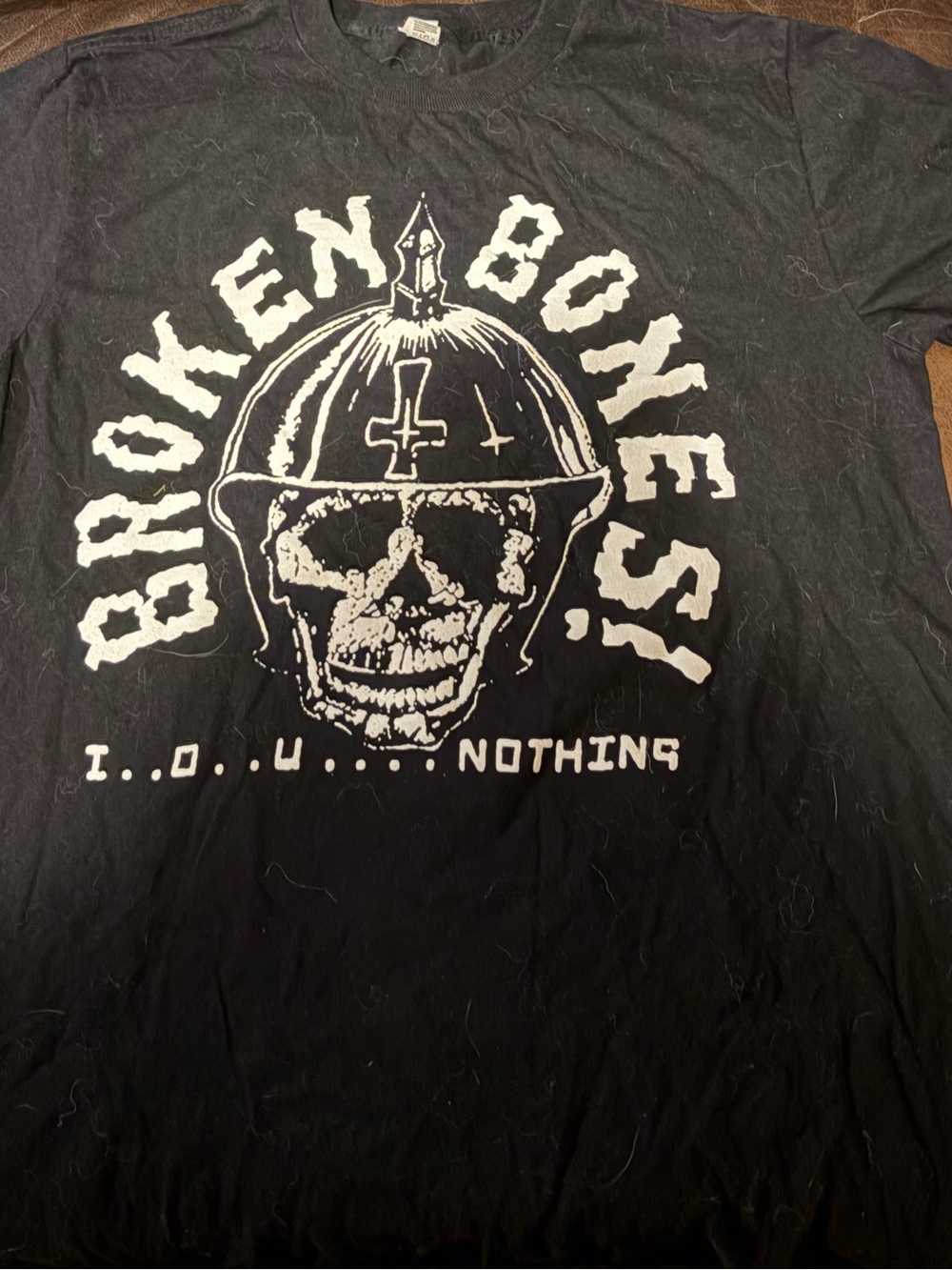 Broken Bones I.O.U. Nothing Punk Band T-Shirt Alstyle Y2K Black Small (Rare)